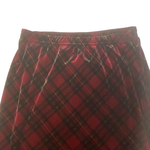 HANDMADE Velvet Lace Trim Top & COLDWATER CREEK Plaid Skirt Set Scottish Holiday - Picture 10 of 14
